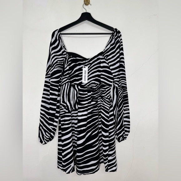NWT Steve Madden Nicole Zebra Print Festival Gorpcore Goth Summer Mini Dress - Picture 4 of 11